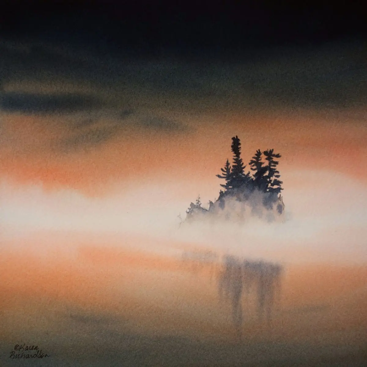Shadows Of Dawn, Watercolour On Panel, 10 X 10" (Sold) 1