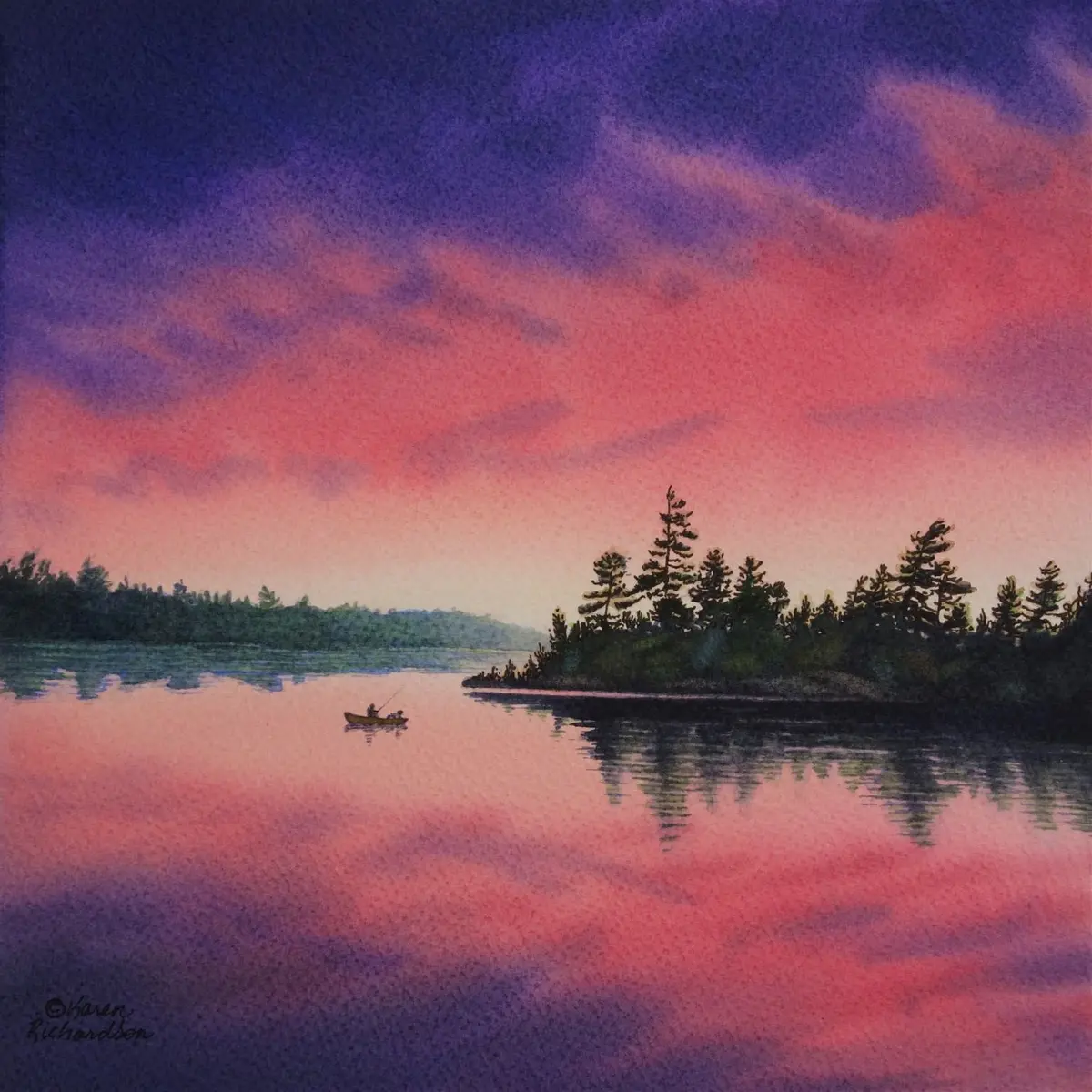 Time To Reflect, Watercolour On Panel, 10 X 10" (Sold) 1