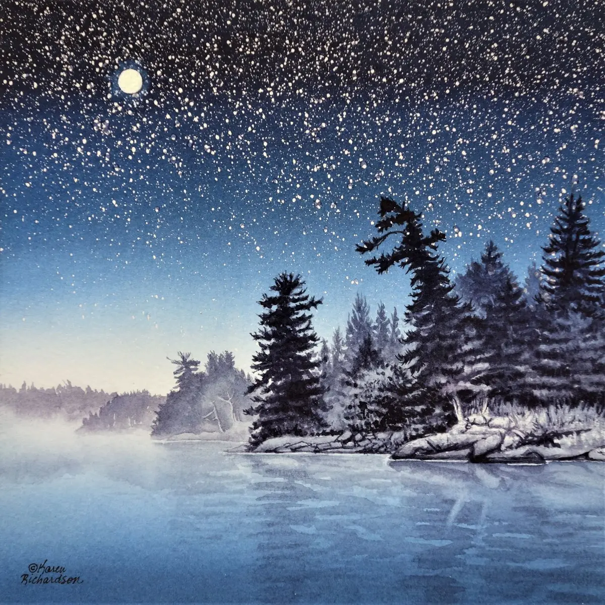 Beyond Blue Water, Watercolour On Panel, 8 X 8" (Sold) 1