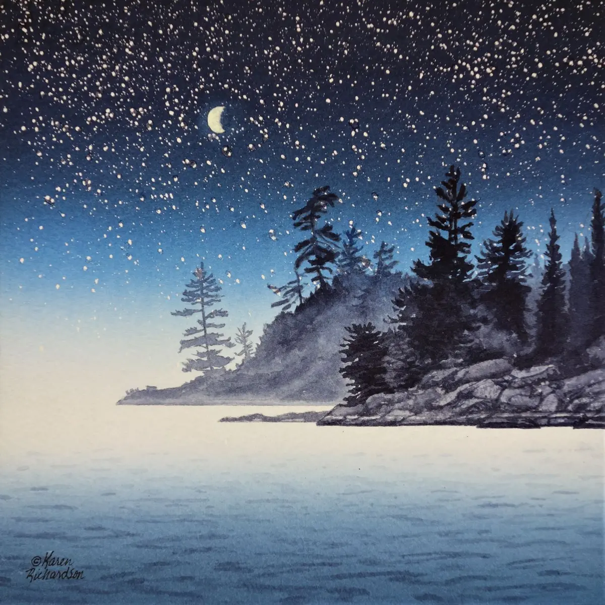 Blue Beckons, Watercolour On Panel, 8 X 8" (Sold) 1