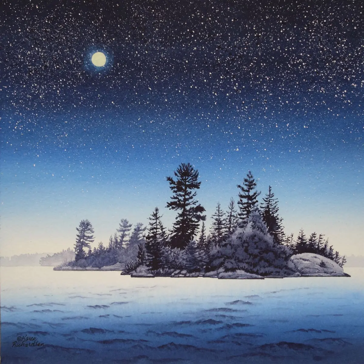 Blue Bliss, Watercolour On Panel, 10 X 10" (Sold) 1