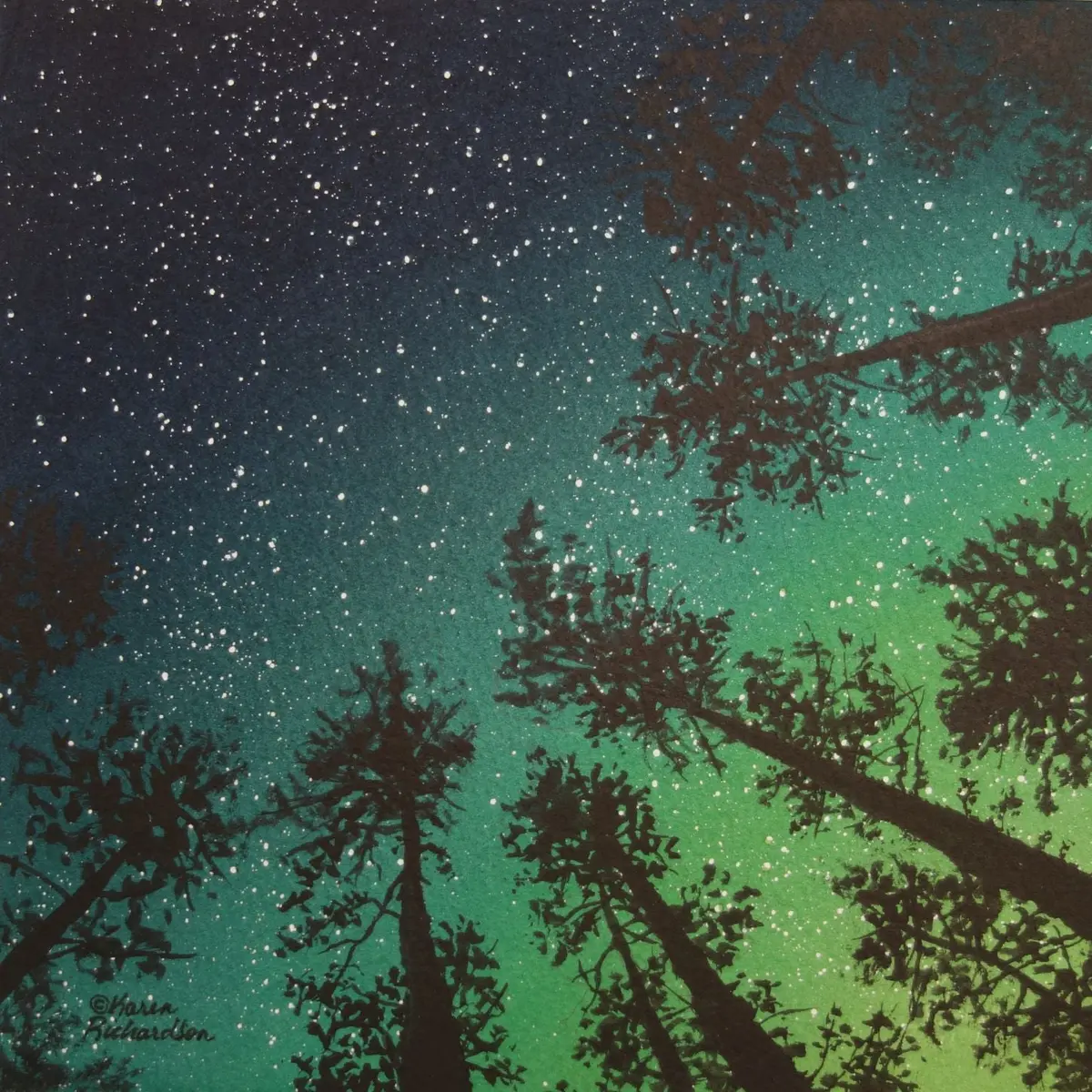 Into The Night, Watercolour On Panel, 8 X 8" (Sold) 1