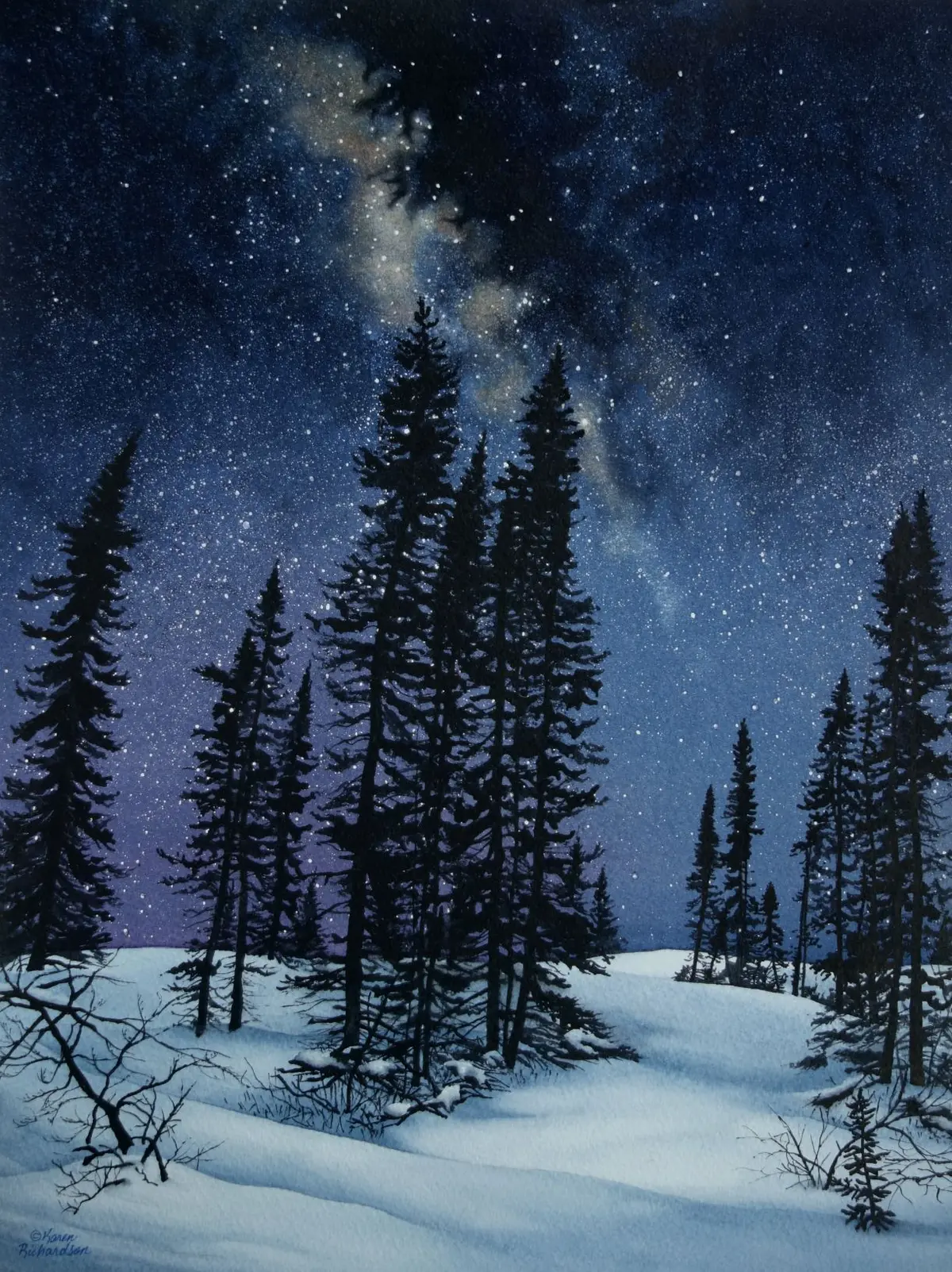 Land Of A Million Stars, Watercolour On Panel, 16 X 12" (Sold) 1