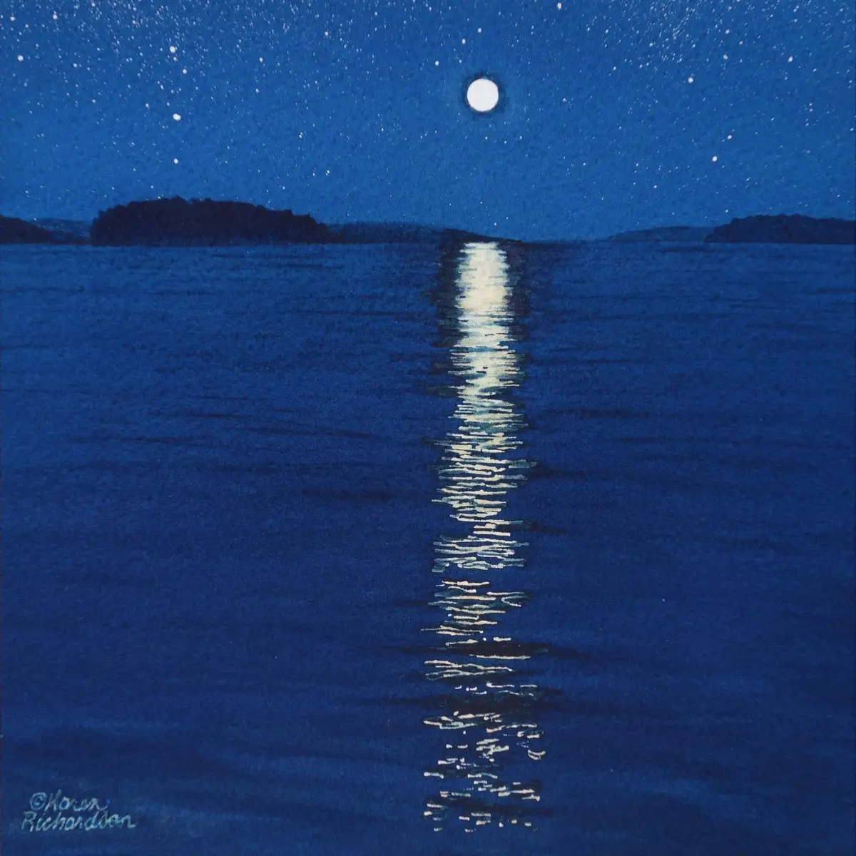 Moonbeam, Watercolour On Panel, 8 X 8" (Sold) 1