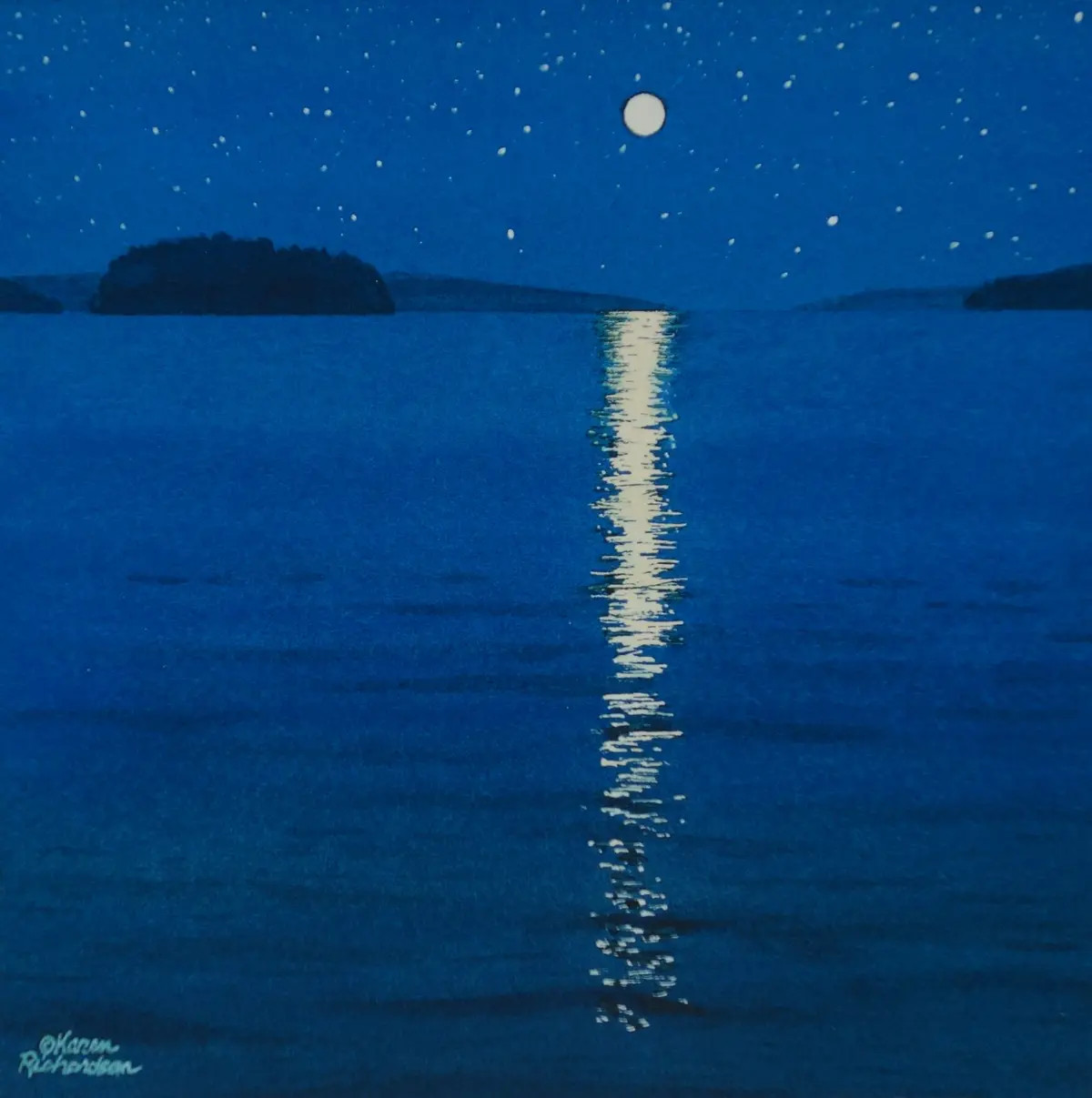Moonbeam Dream, Watercolour On Panel, 8 X 8" (Sold) 1