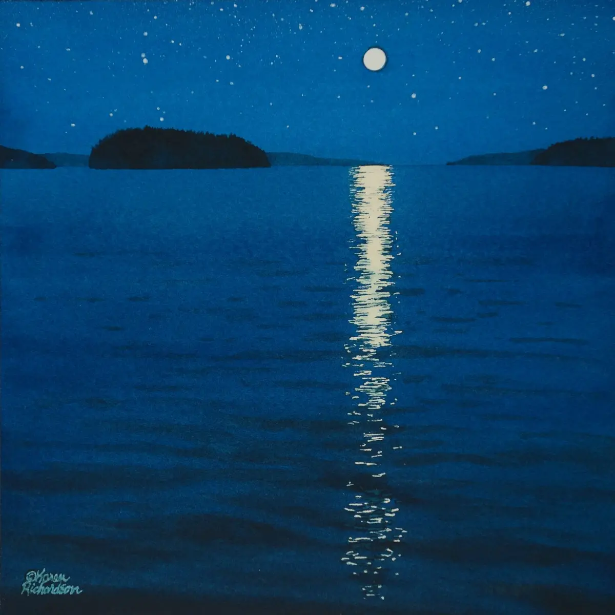Moonbeam Melody, Watercolour On Panel, 10 X 10" (Sold) 1
