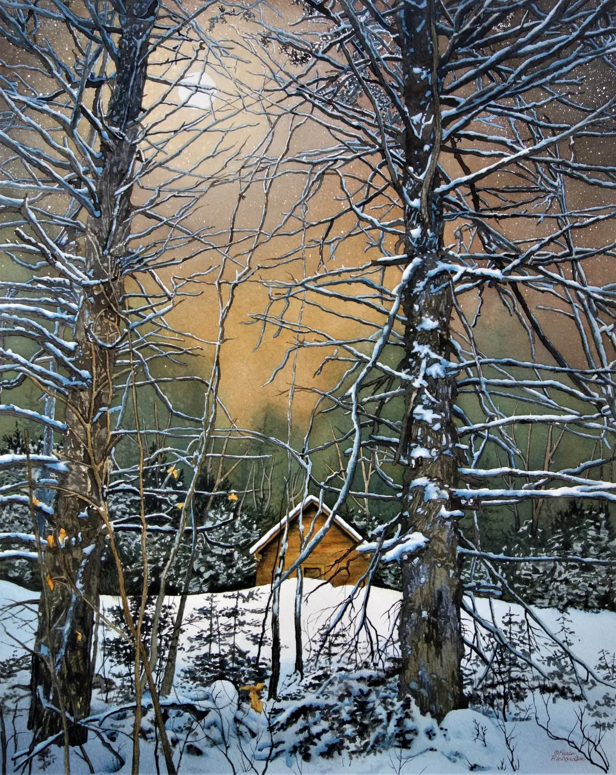 Moonglow, Watercolour On Panel, 20 X 16" (Sold) 1