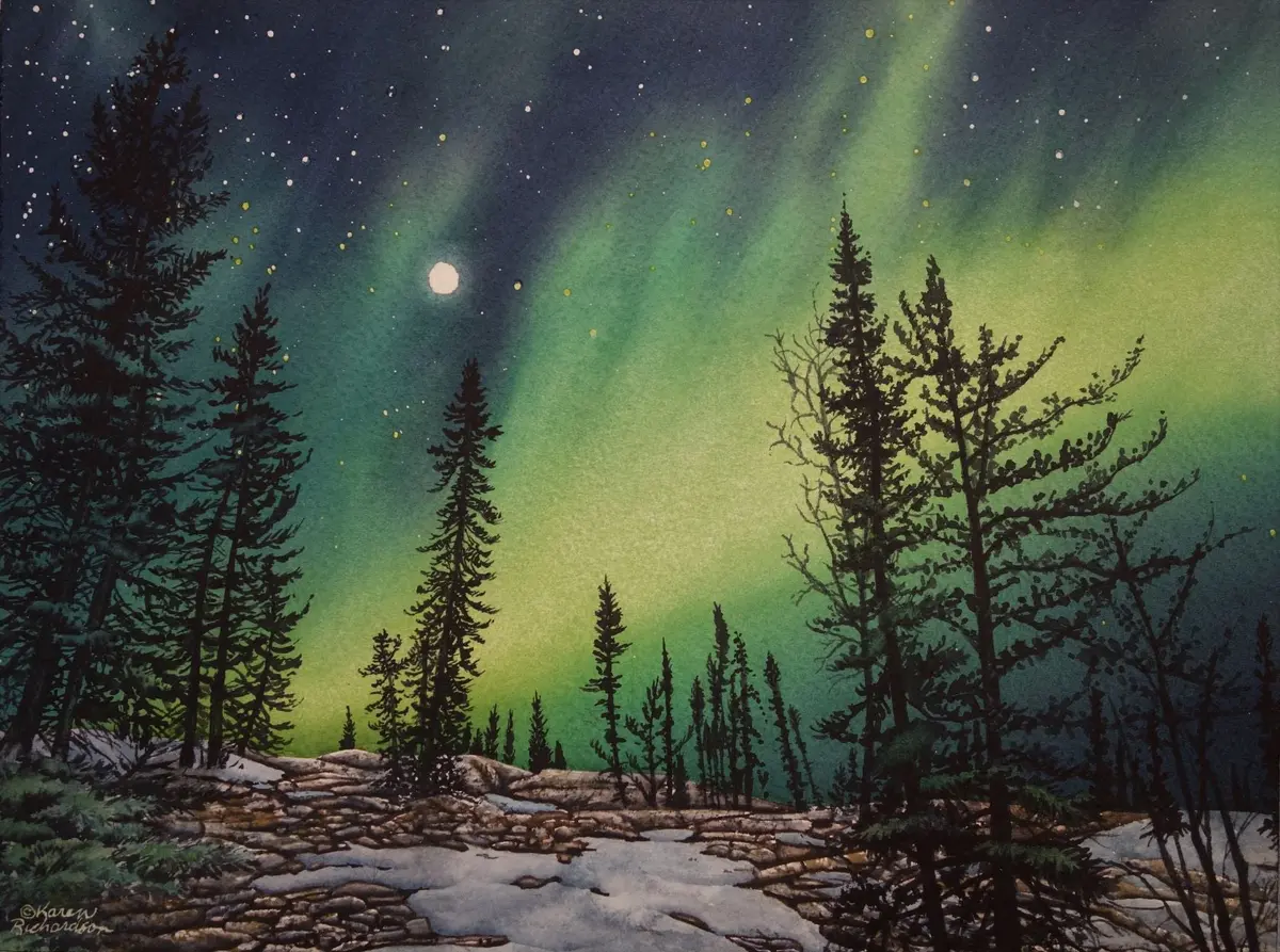 Night Magic, Watercolour On Panel, 9 X 12" (Sold) 1