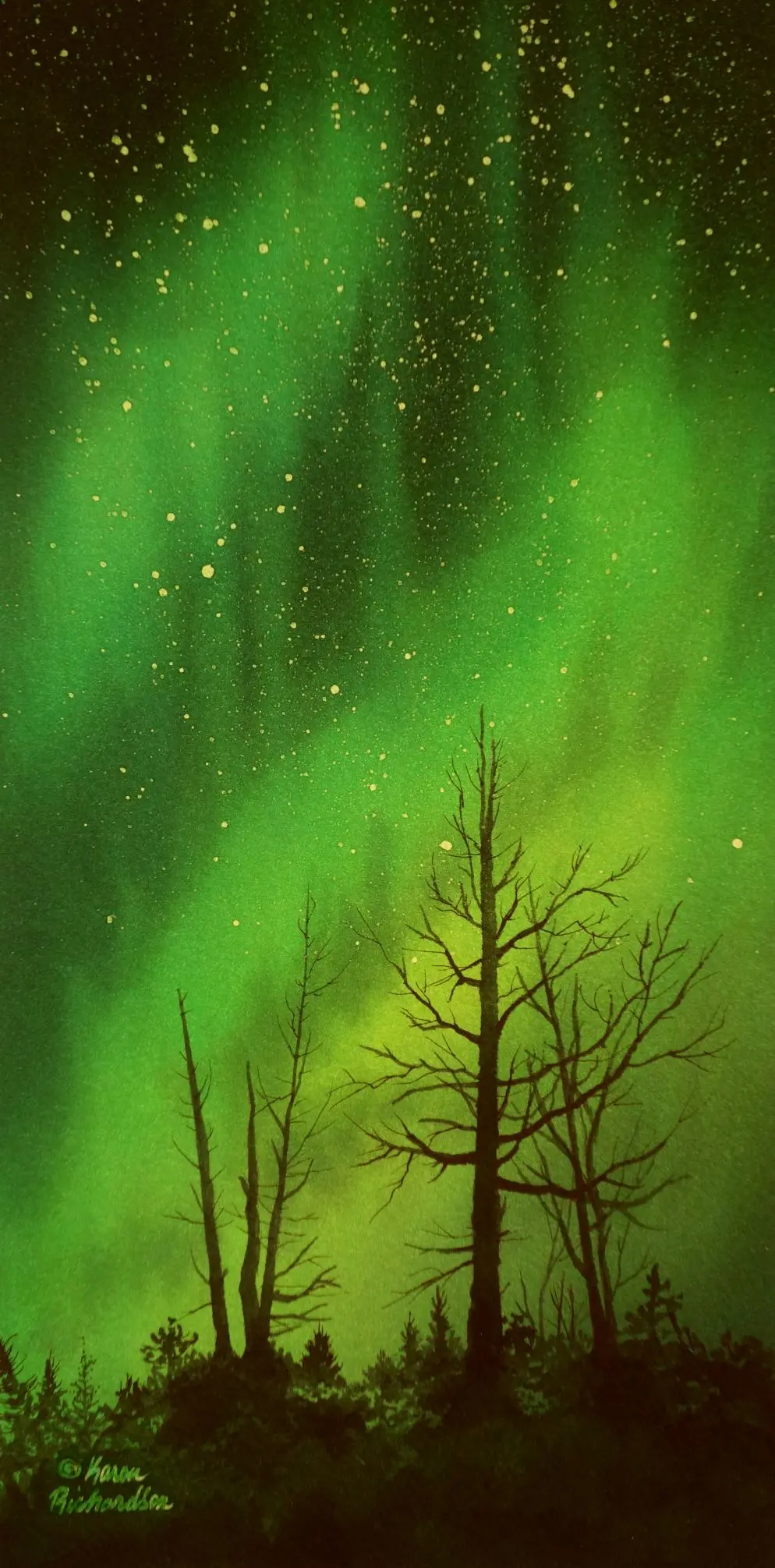 Reach For The Stars, Watercolour On Panel, 12 X 6" (Sold) 1