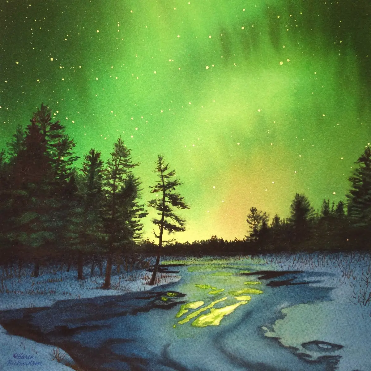 Reflections Of Glory, Watercolour On Panel, 10 X 10" (Sold) 1