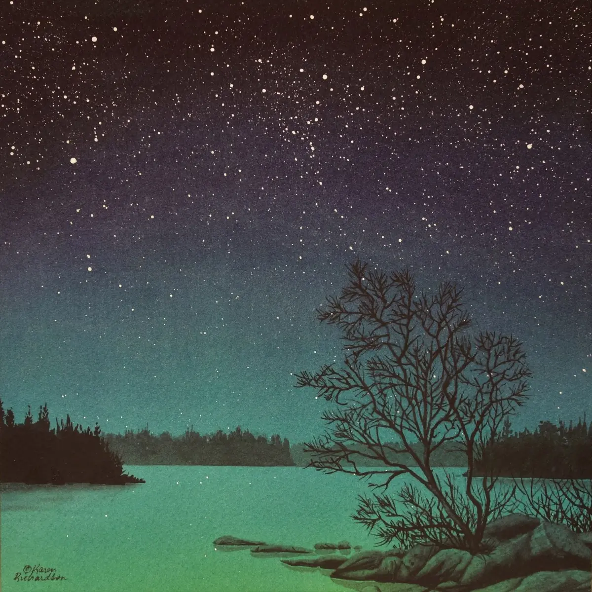 Starlight Lake, Watercolour On Panel, 10 X 10" (Sold) 1