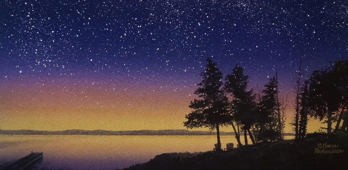 Twilight Magic, Watercolour On Panel, 6 X 12" (Sold) 1