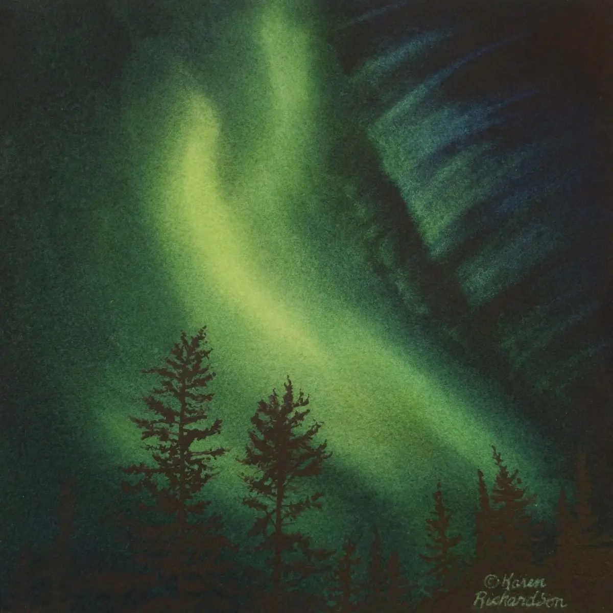 Whispers In The Dark, Watercolour On Panel, 8 X 8" (Sold) 1