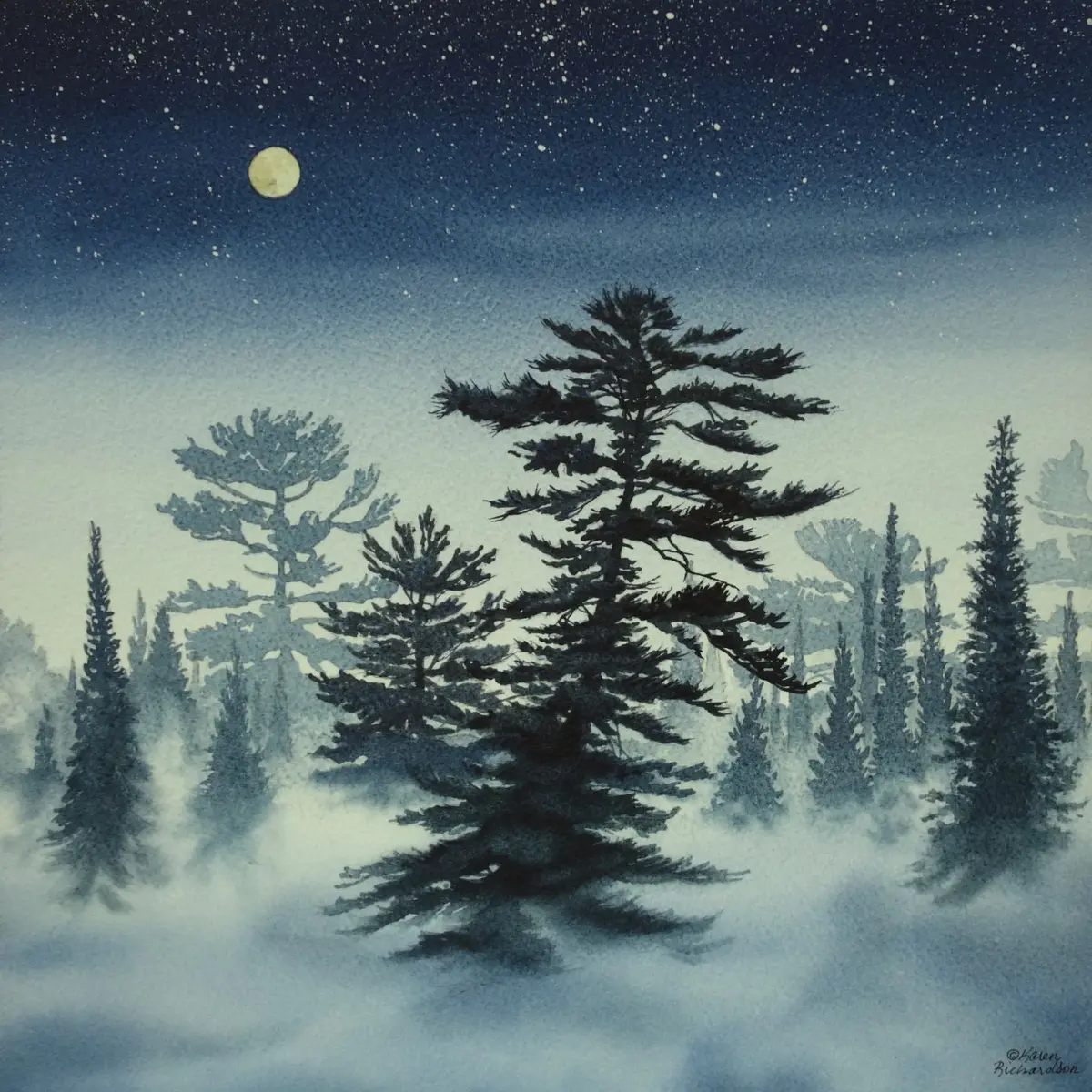 Magic In The Mist, Watercolour On Panel, 12 X 12" (Sold) 1