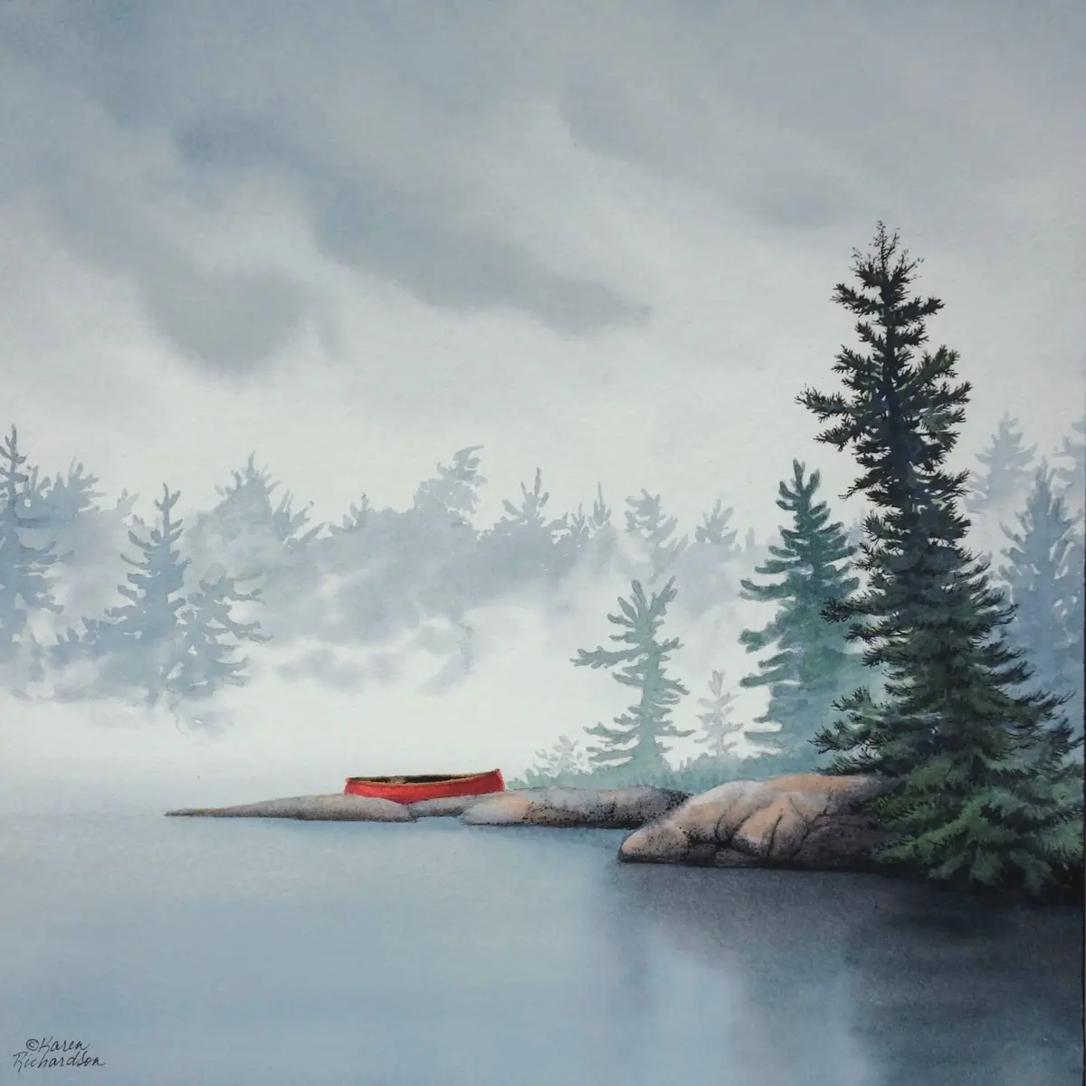 Misty Beginnings, Watercolour On Panel, 10 X 10" (Sold) 1