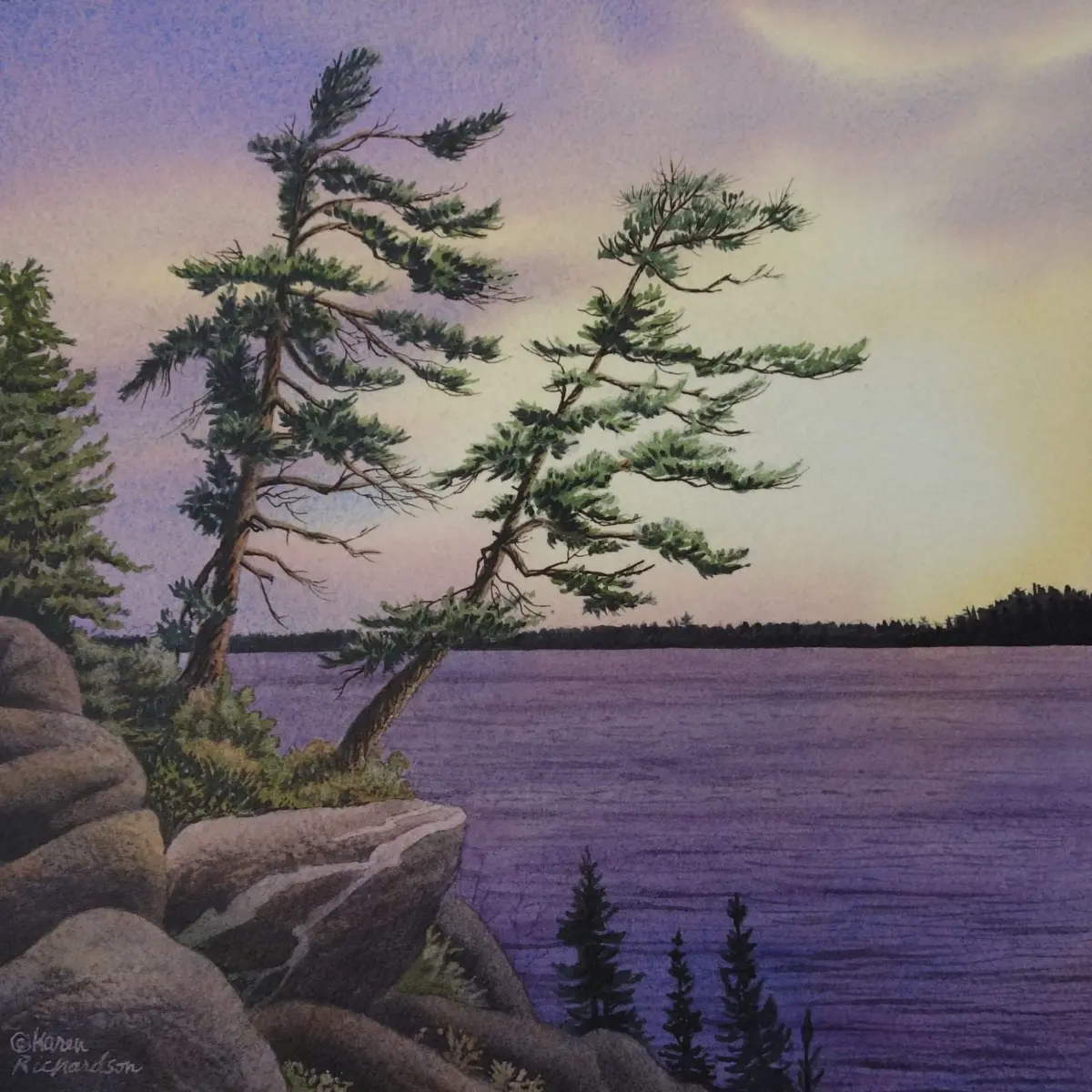 Sunset Duet, Watercolour On Panel, 10 X 10" (Sold) 1