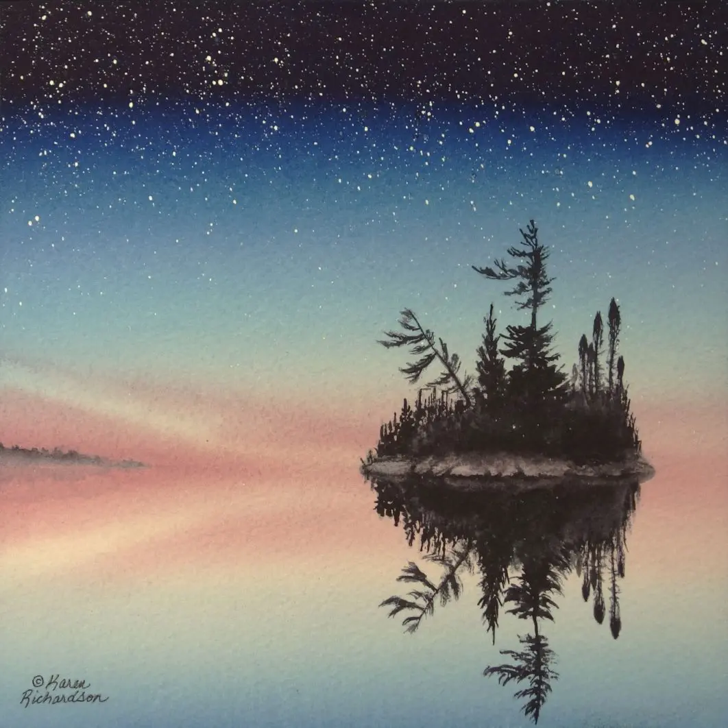 As Darkness Fades, Watercolour On Panel, 8 X 8" (Sold) 1