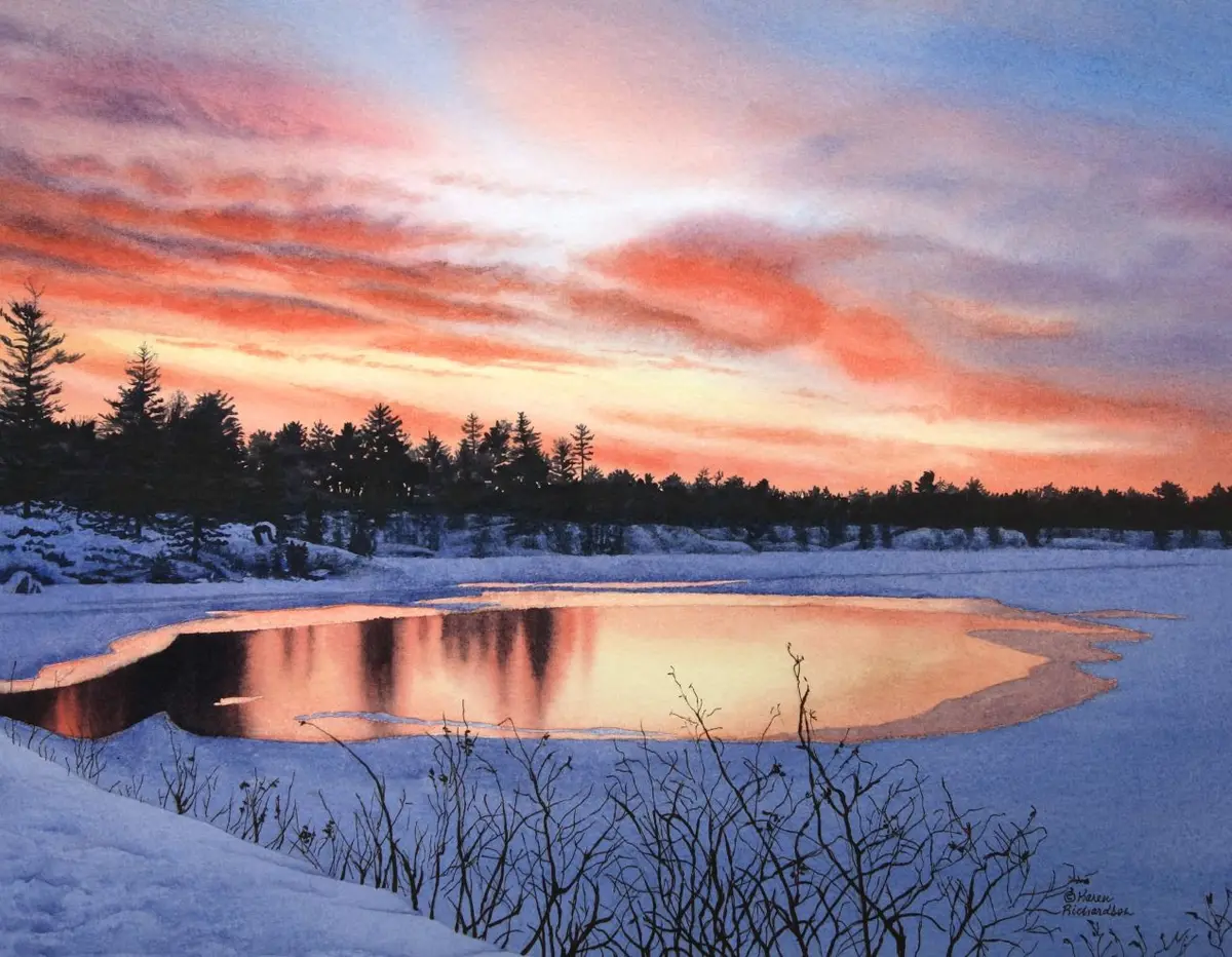 Crimson Twilight, Watercolour On Panel, 11 X 14" (Sold) 1