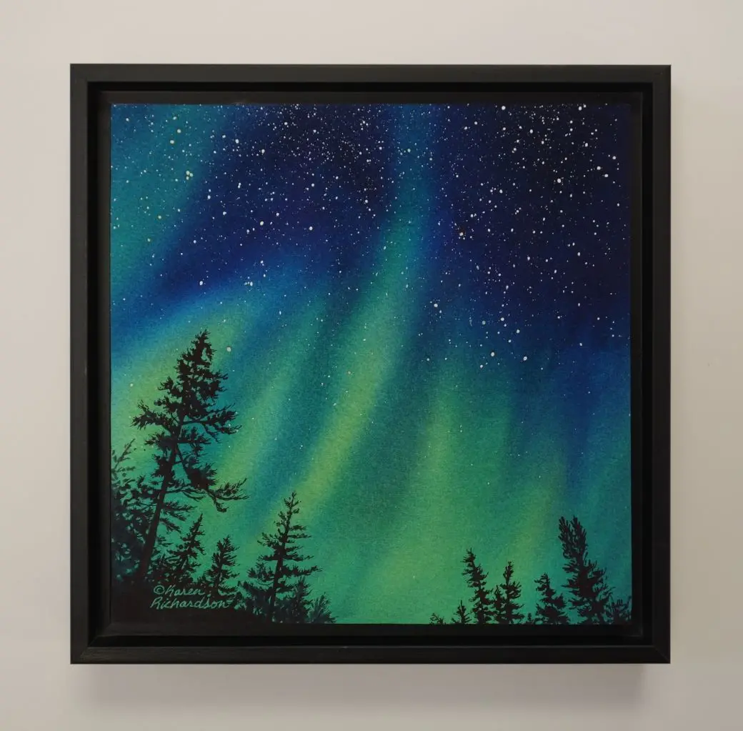 Northern Glow, Watercolour On Panel, 8 X 8" (Sold) 2