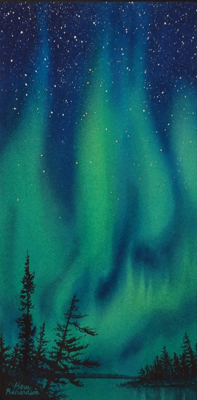 Northern Magic, Watercolour On Panel, 12 X 6" (Sold) 1