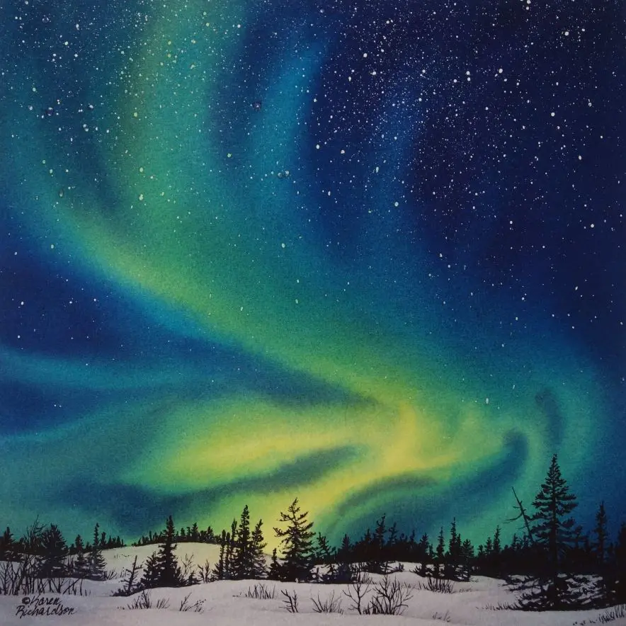 Northern Majesty, Watercolour On Panel, 10 X 10" (Sold) 1