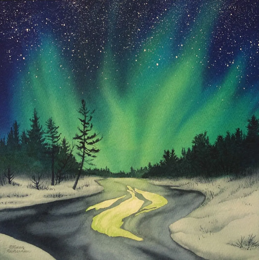 Silent Fire, Watercolour On Panel, 10 X 10" 1