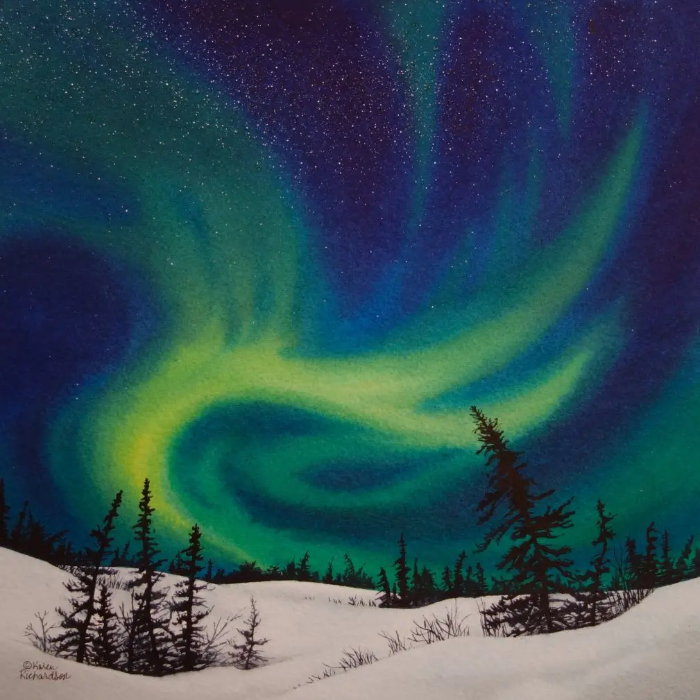 Sky Dance, Watercolour On Panel, 10 X 10" (Sold) 1