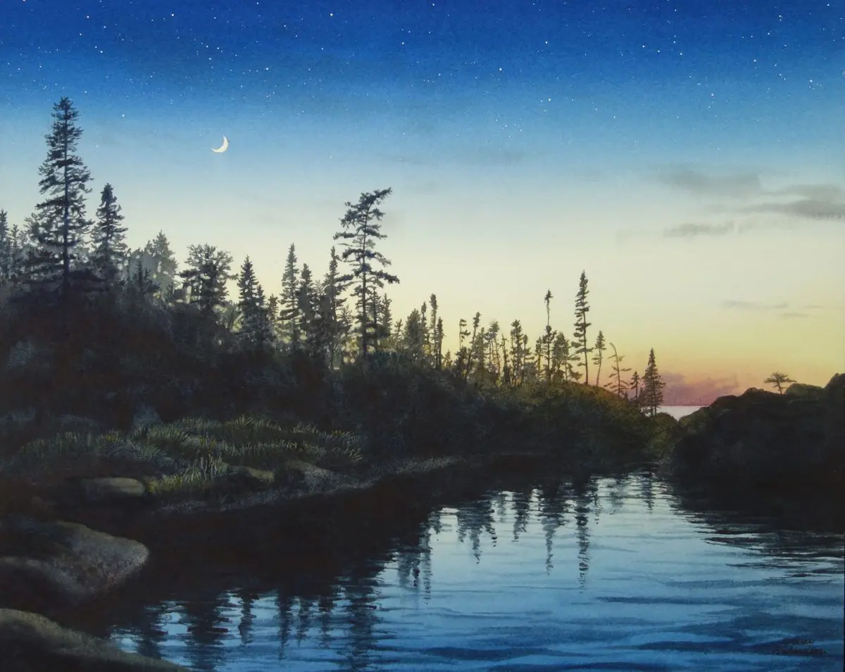 Superior Stillness, Watercolour On Panel, 16 X 20" 1