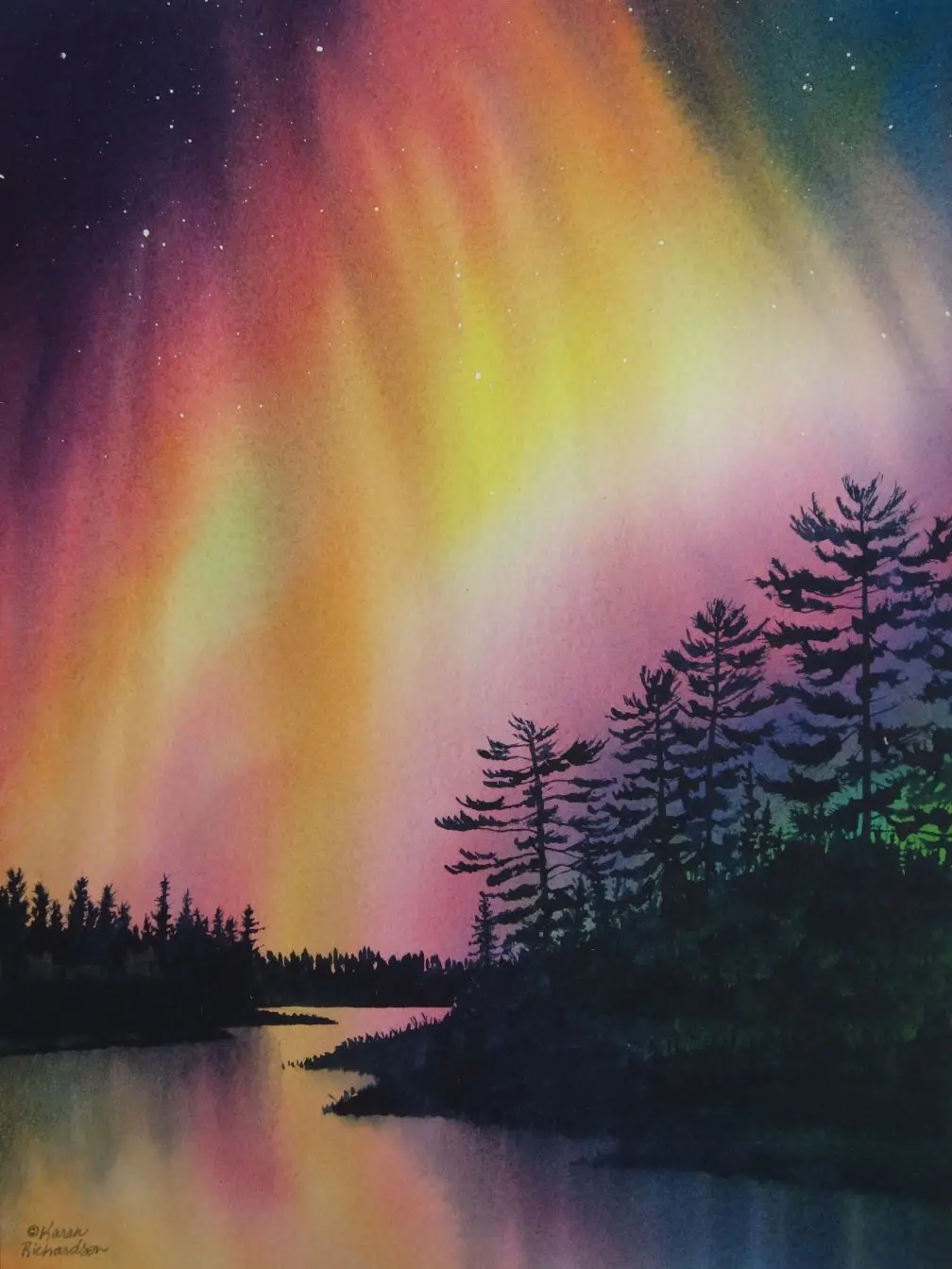 Watching The Show, Watercolour On Panel, 12 X 9" (Sold) 1