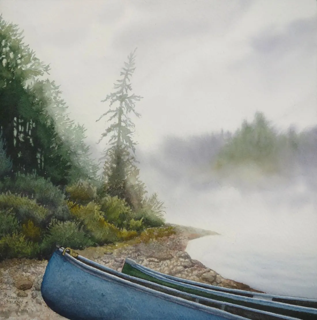 Lakeside Refuge, Watercolour On Panel, 10 X 10" (Sold) 1