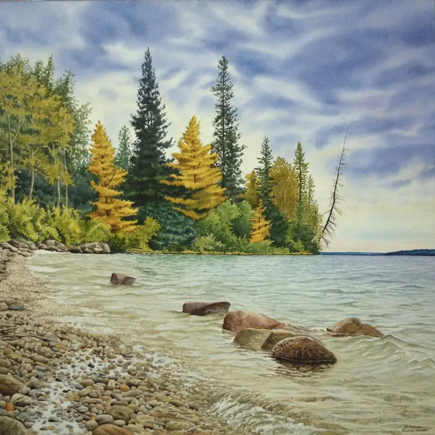 Tamarack Territory, Watercolour On Panel, 16 X 16” (Sold) 1