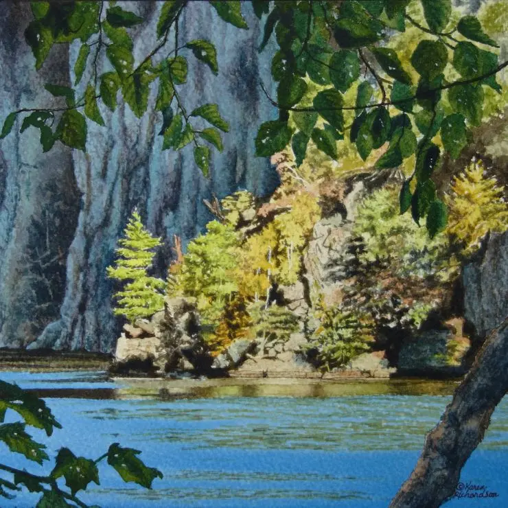 Mazinaw Moment, Watercolour On Panel, 8 X 8" New 1