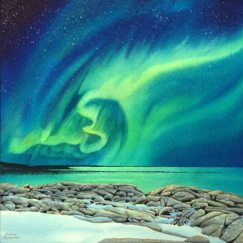 Rhythms Of The Night, Watercolour On Panel, 12 X 12" New 1