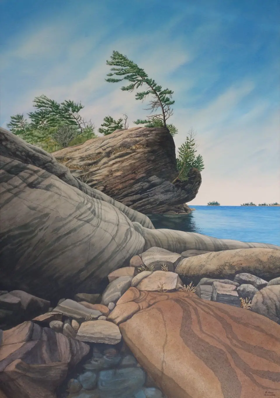 Serenity In Stone, Watercolour On Panel, 40 X 28" New 1