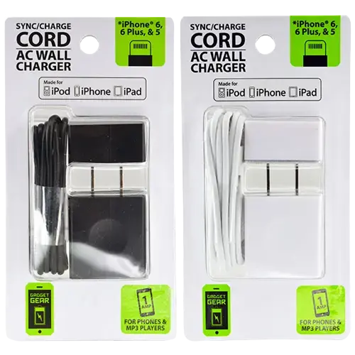 Ac Wall Charger Usb Port With Usb To Lightning Charging Cable Set - 2 Pieces Per Pack 20687 1