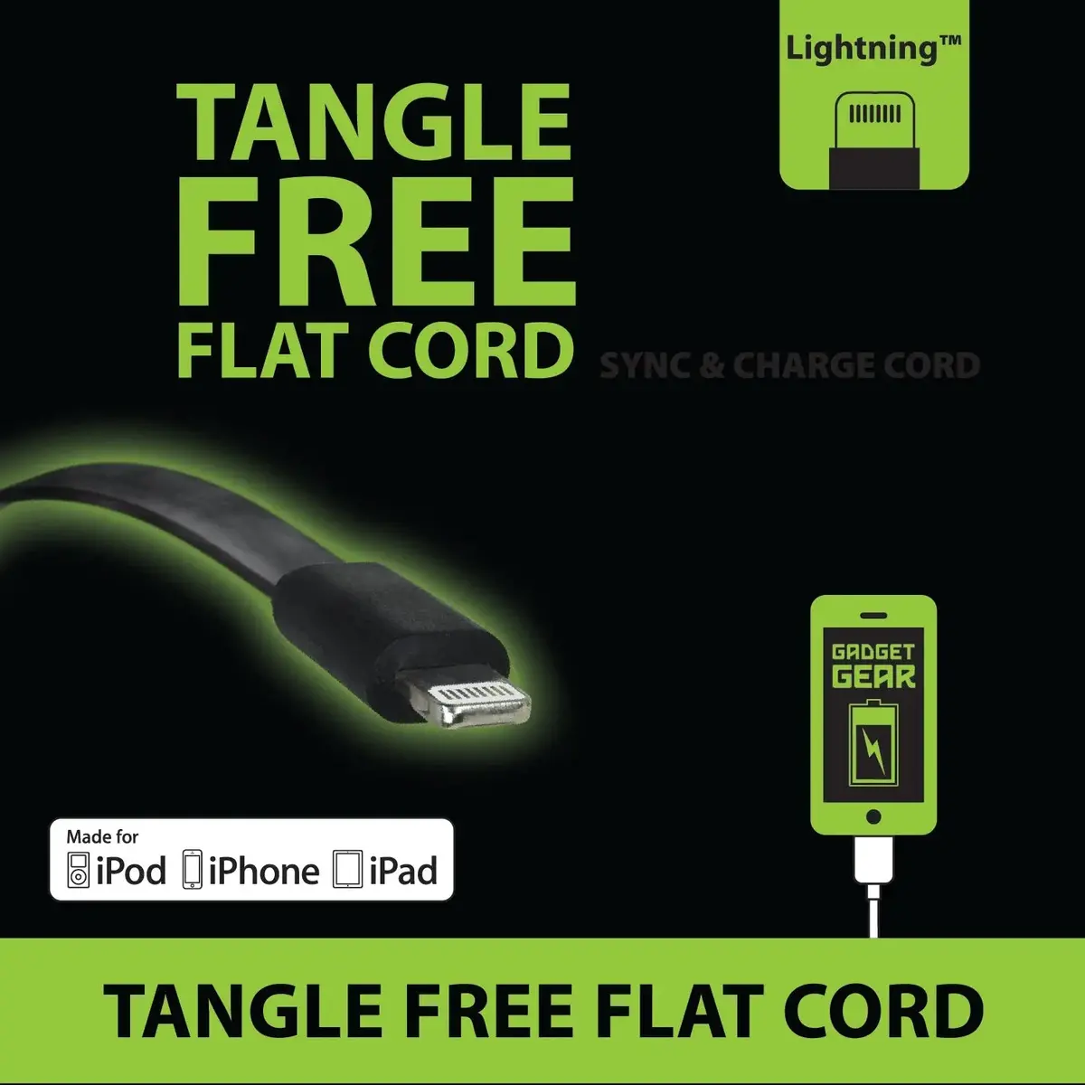 Charging Cable Flat Usb To Lightning 10Ft - 4 Pieces Per Pack 20688 2