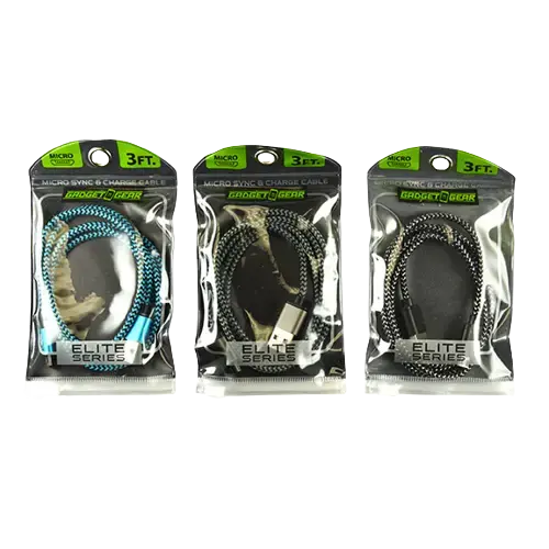 Charging Cable Elite Cloth Usb To Micro Usb 3Ft - 3 Pieces Per Pack 21153 1