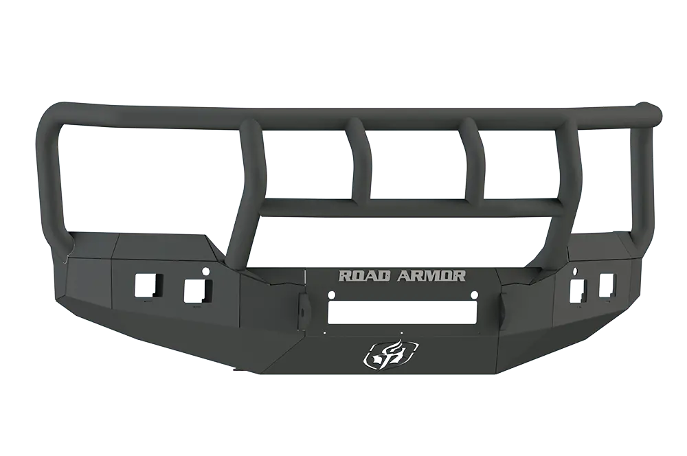 Road Armor Stealth 215R2b-Nw 2015-2018 Gmc Sierra 2500/3500 Front Non-Winch Bumper Titan Ii Grille Guard, Black Finish And Square Fog Light Hole 1