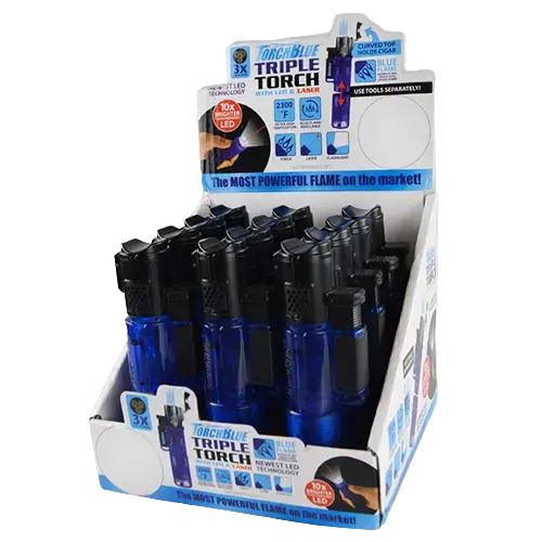 Triple Torch Stick Lighter With Led Light - 12 Pieces Per Retail Ready Display 21802 1