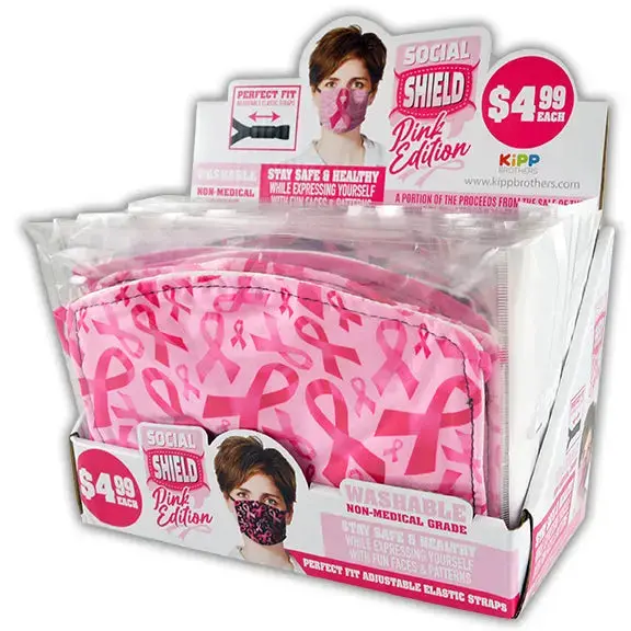 Breast Cancer Awareness Printed Face Cover - 24 Pieces Per Retail Ready Display 21933 1