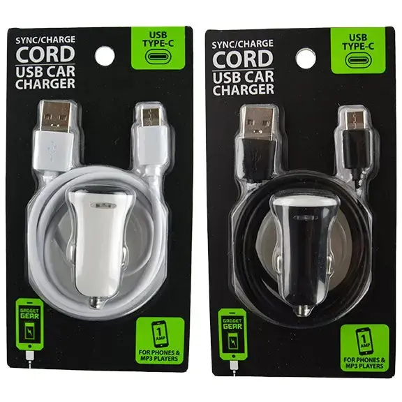 Car Charger Usb Port With Usb To Usb-C Charging Cable Set 2.1 Amp - 2 Pieces Per Pack 22454 1