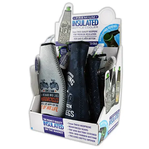Neoprene 16 Oz Biker Bottle Suit Cooler - 6 Per Retail Ready Display 22478 1