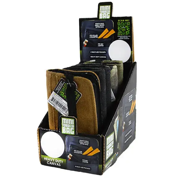 Canvas Small Tobacco Bag With Zipper Bag - 6 Pieces Per Retail Ready Display 22540 1