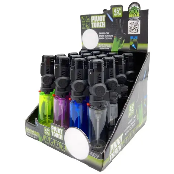 Pivot Head Torch Lighter With Flip Down Lid- 16 Pieces Per Retail Ready Display 22555 1