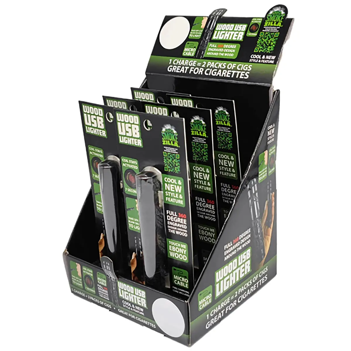 Wood Usb Coil Lighter Tube - 6 Pieces Per Retail Ready Display 22688 1