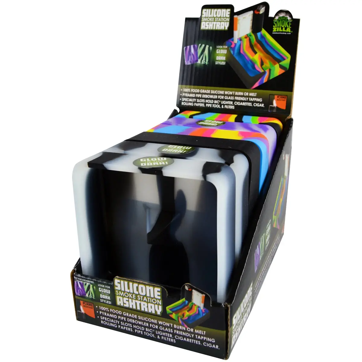 Silicone Ashtray With Assorted Colors - 6 Pieces Per Retail Ready Display 22892 1