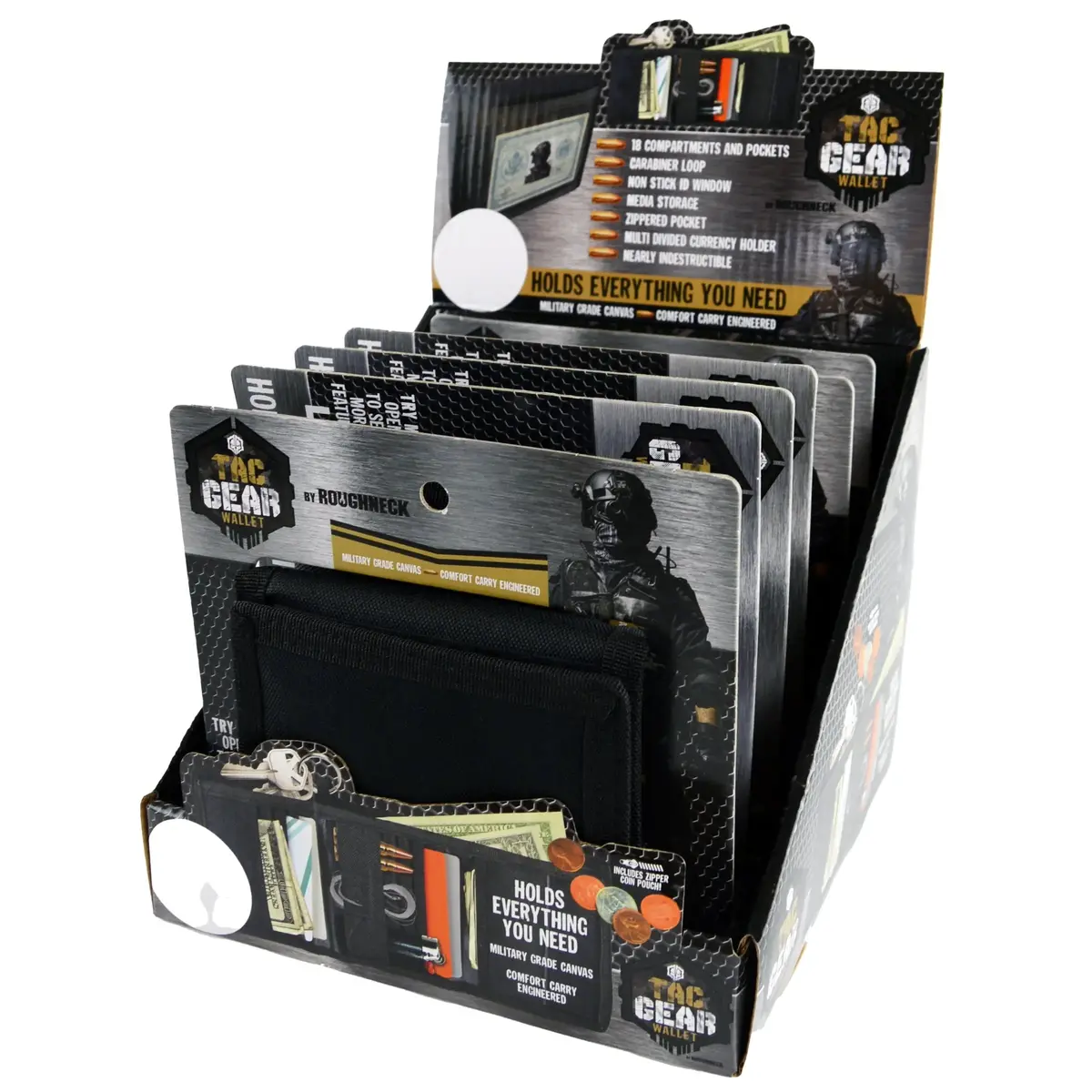 Canvas Velcro Wallet With Id Window - 6 Pieces Per Retail Ready Display 23112 1