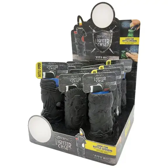 Black Metal Mystic Lighter Case With Bottle Opener - 12 Pieces Per Retail Ready Display 23263 1