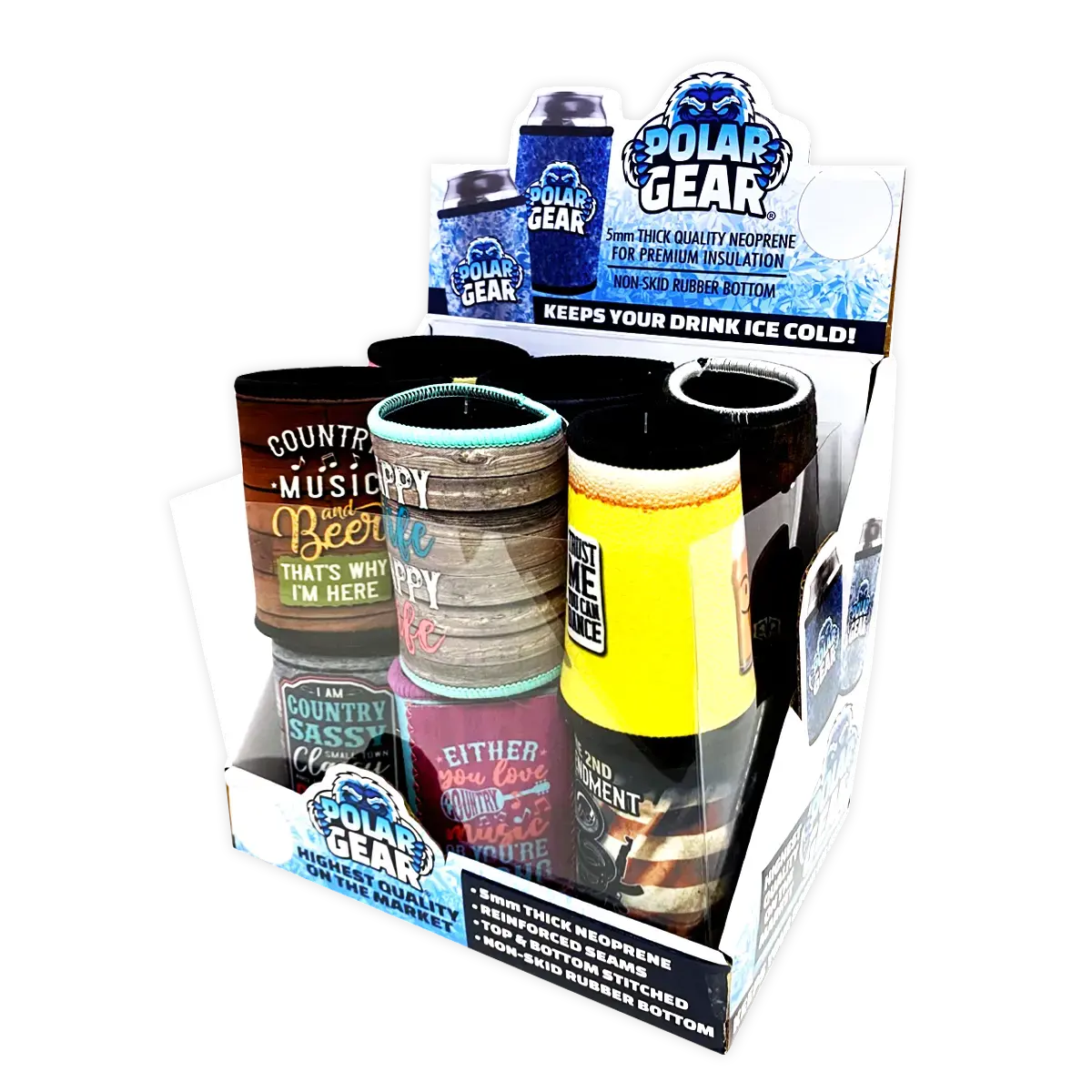 Neoprene Can And Bottle Cooler Assortment - 12 Pieces Per Retail Ready Display 23413 1