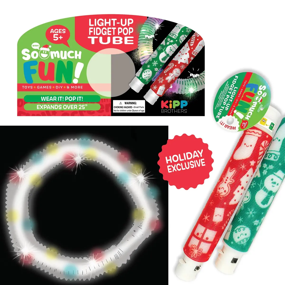 Christmas Light-Up Pop Tube - 24 Pieces Per Pack 23490 1